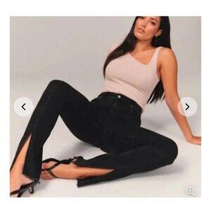 Abercrombie & Fitch Women’s Black Skinny Jeans with Front Slit